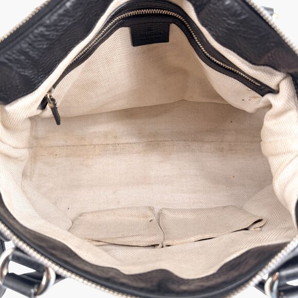 Gucci Black Pebbled Leather Soho Medium GG Tassel 2-Way Zip Top Shoulder Bag - Picture 9 of 11